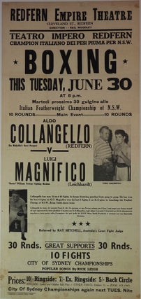 Item #CL209-46 Italian Featherweight Championship NSW, Boxing, Aldo Collangello (Redfern) vs...