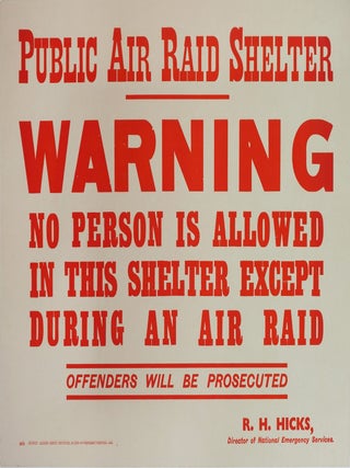 Item #CL210-79 Public Air Raid Shelter. Warning